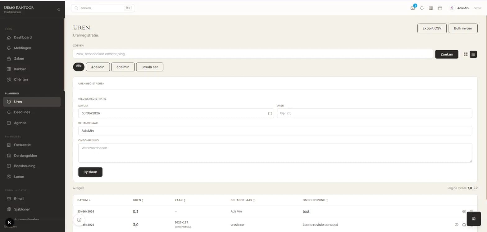 Screenshot van het Voluto platform voor juridische praktijken