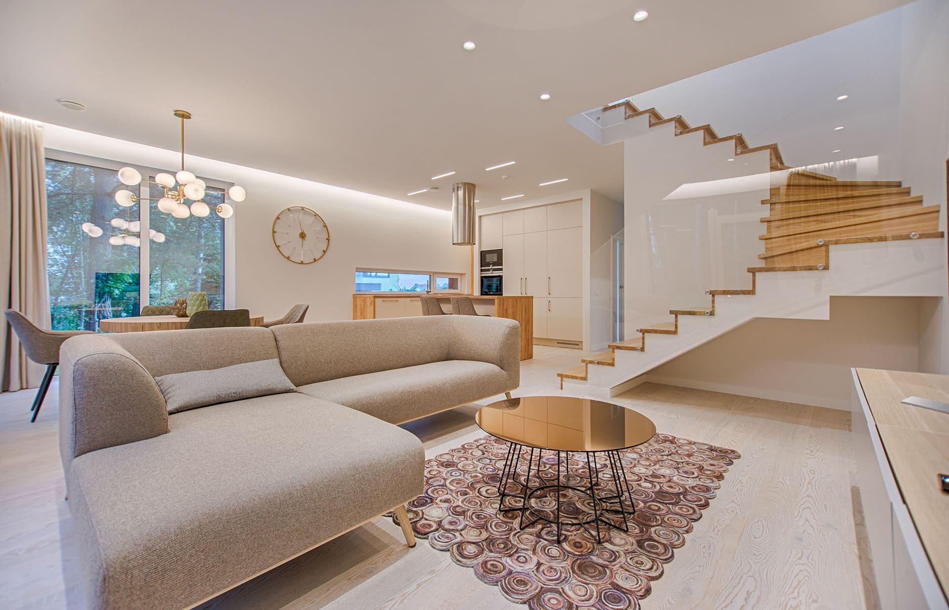 Bright living room with outdoor-facing architecture